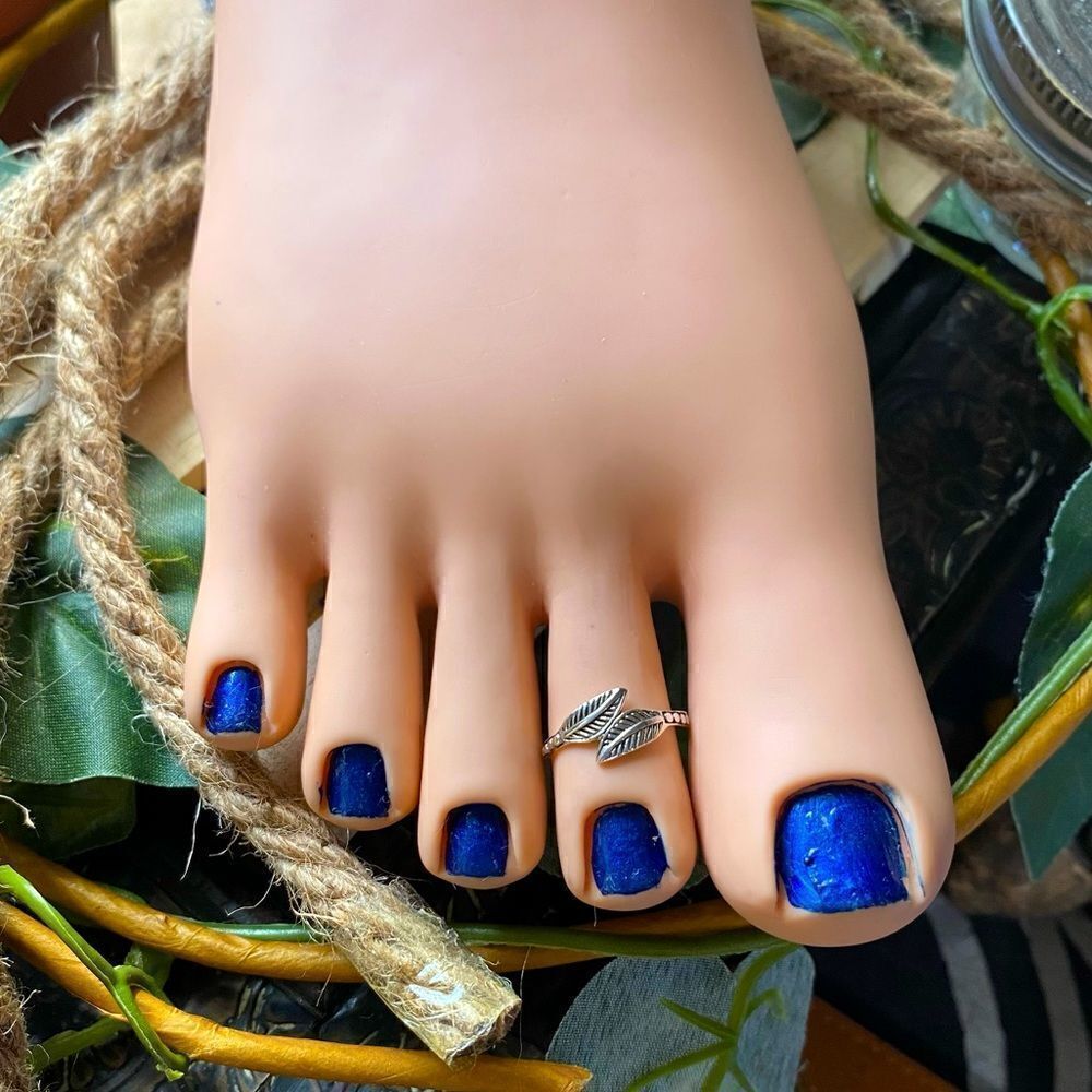 Sterling Silver Double Leaves Adjustable Toe Ring